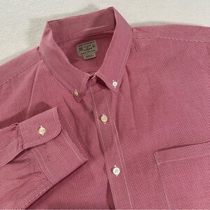 J. Crew Men’s Large Red Gingham 100% Cotton‎ Long Sleeve Shirt Style 17612